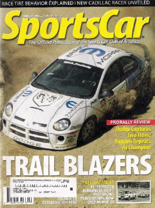 SPORTS CAR 2004 FEB - RACE TIRE BEHAVIOR, NEW CADILLAC RACER, DODGE GETS 2